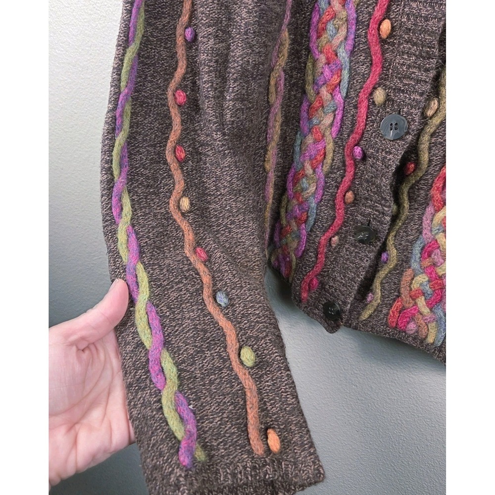 Talbots Wool Blend Cardigan Sweater Brown Multicolor Knit Button Front Women... - Picture 6 of 8